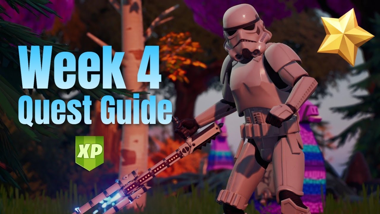 Fortnite Week 4 Quest Guide  (All Quests in 3 mins)