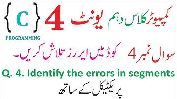 unit no 4 question no 4 computer science class 10 | identify the errors in segments