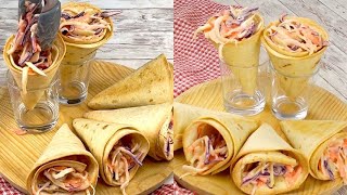 Tortilla cones with coleslaw: a very fast and super tasty dish!