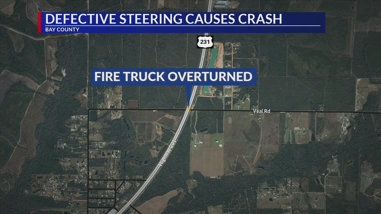 A Bay County fire truck wrecks and overturns on Highway 231 - YouTube