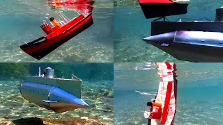 Cardboard ship sinking, tug sinks after being hit by an RC submarine