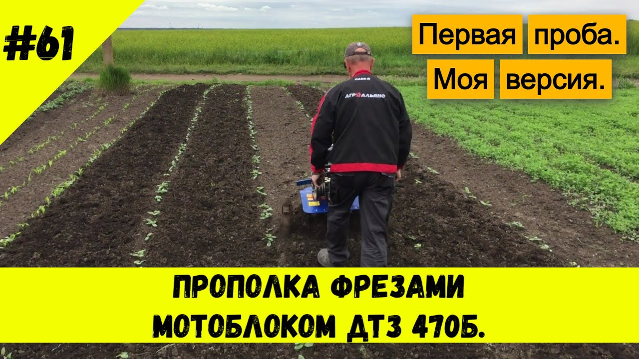 Прополка фрезами Мотоблоком ДТЗ 470Б - YouTube