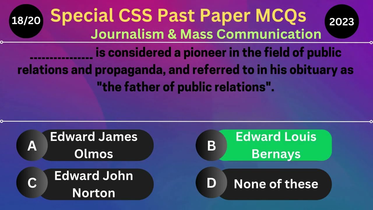 Special CSS 2023 Journalism & Mass Communication MCQs with Answers