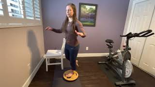 Physical Therapist explains foot and ankle exercises in standing using the Mobo Board