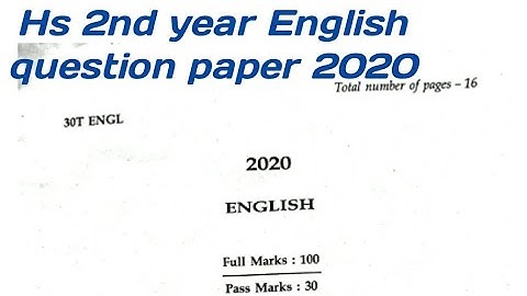 Hs 2nd year English question paper 2020