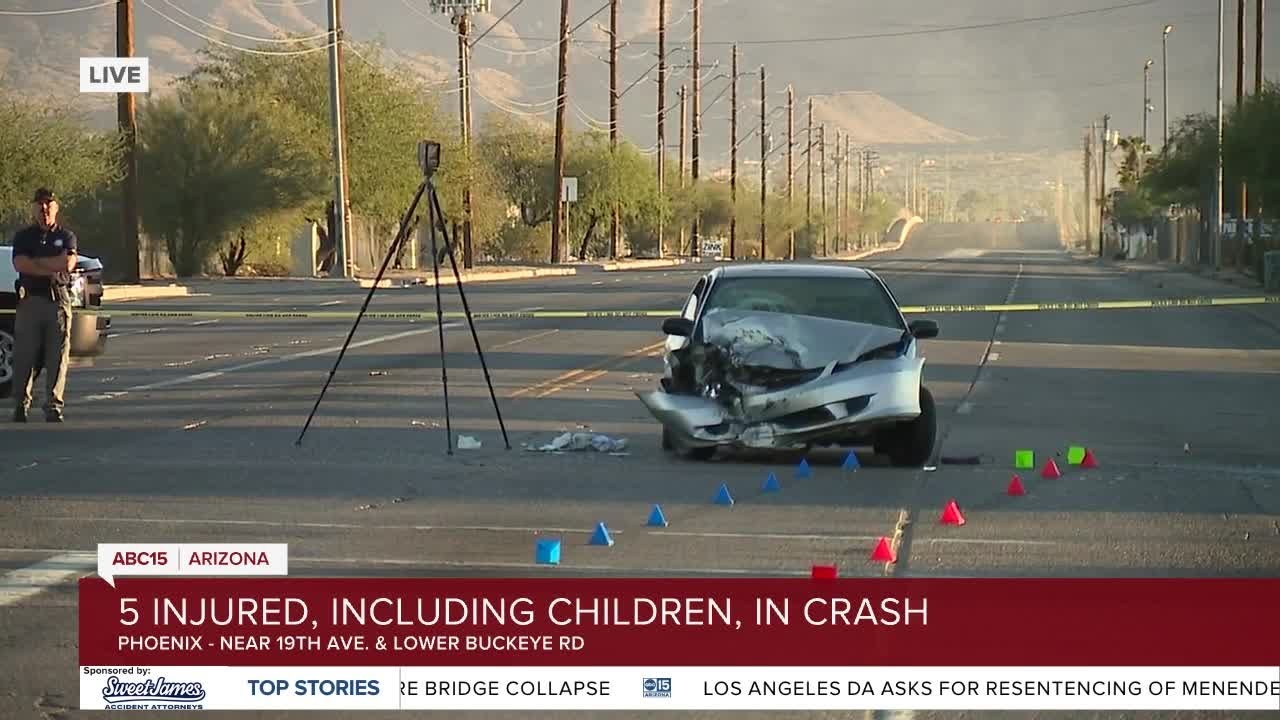 Four children, one adult critically hurt in crash at 19th Avenue