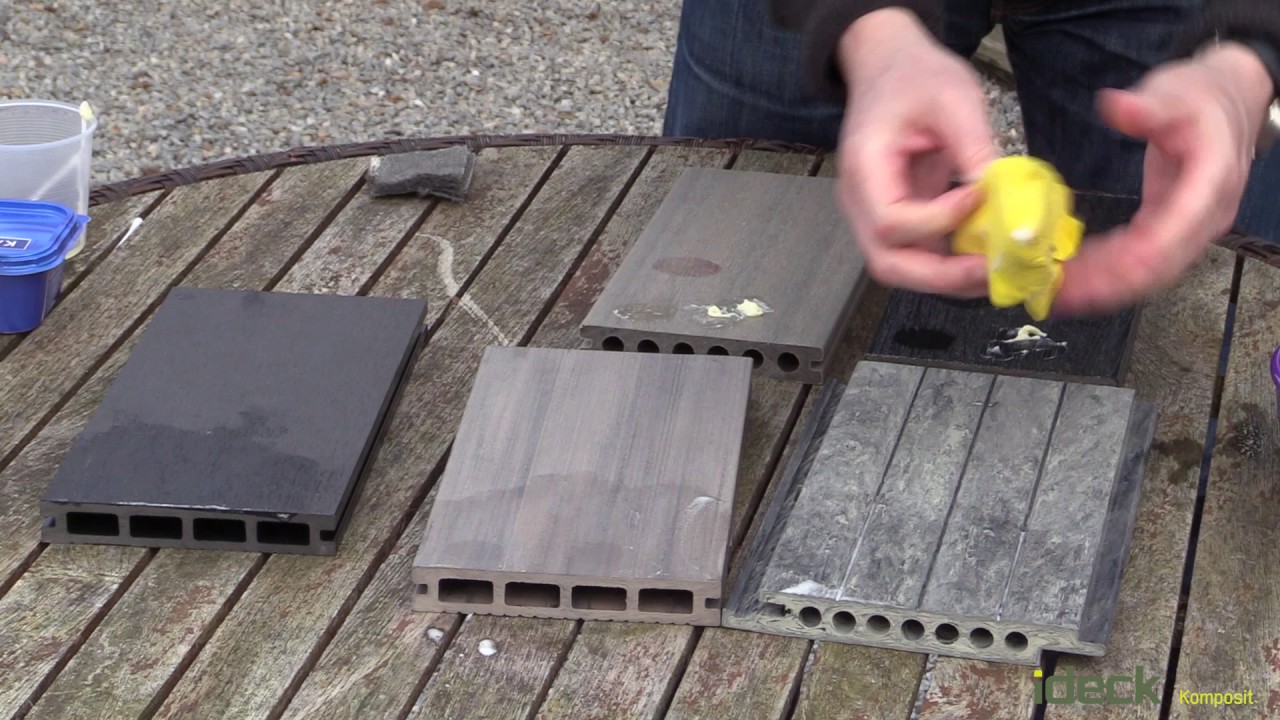 ideck Komposit terrassebrædder fra DLH Danmark A/S. Demo om spild og pletter.