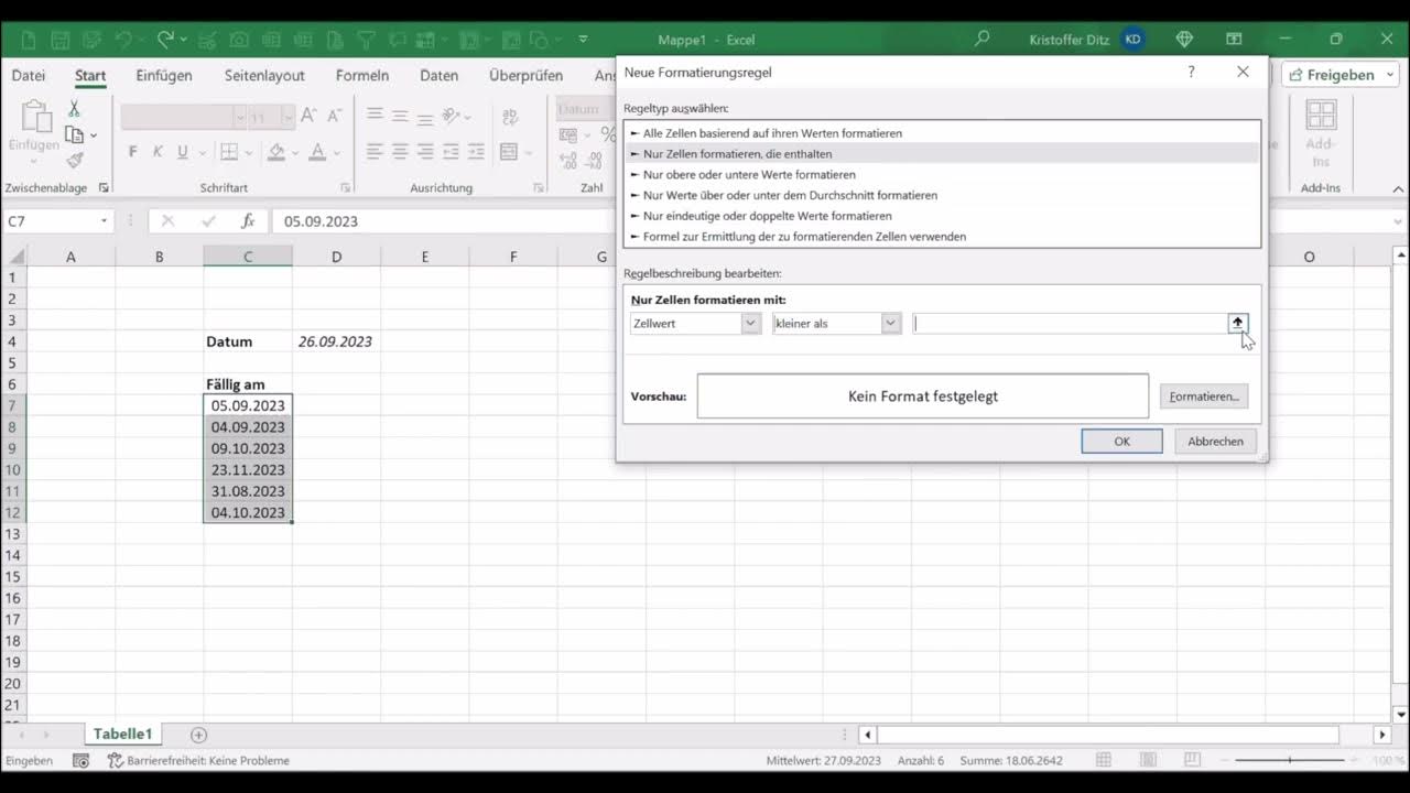 Excel rot wenn datum berschritten youtube