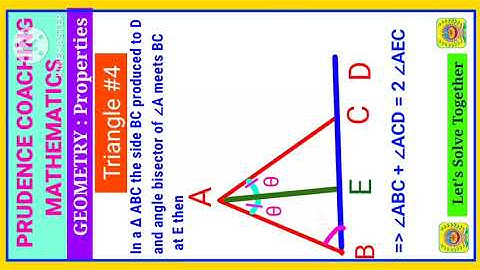In a ∆ ABC the side BC produced to D and angle bisector of ∠A meets BC at E then #triangle #4 #ssc