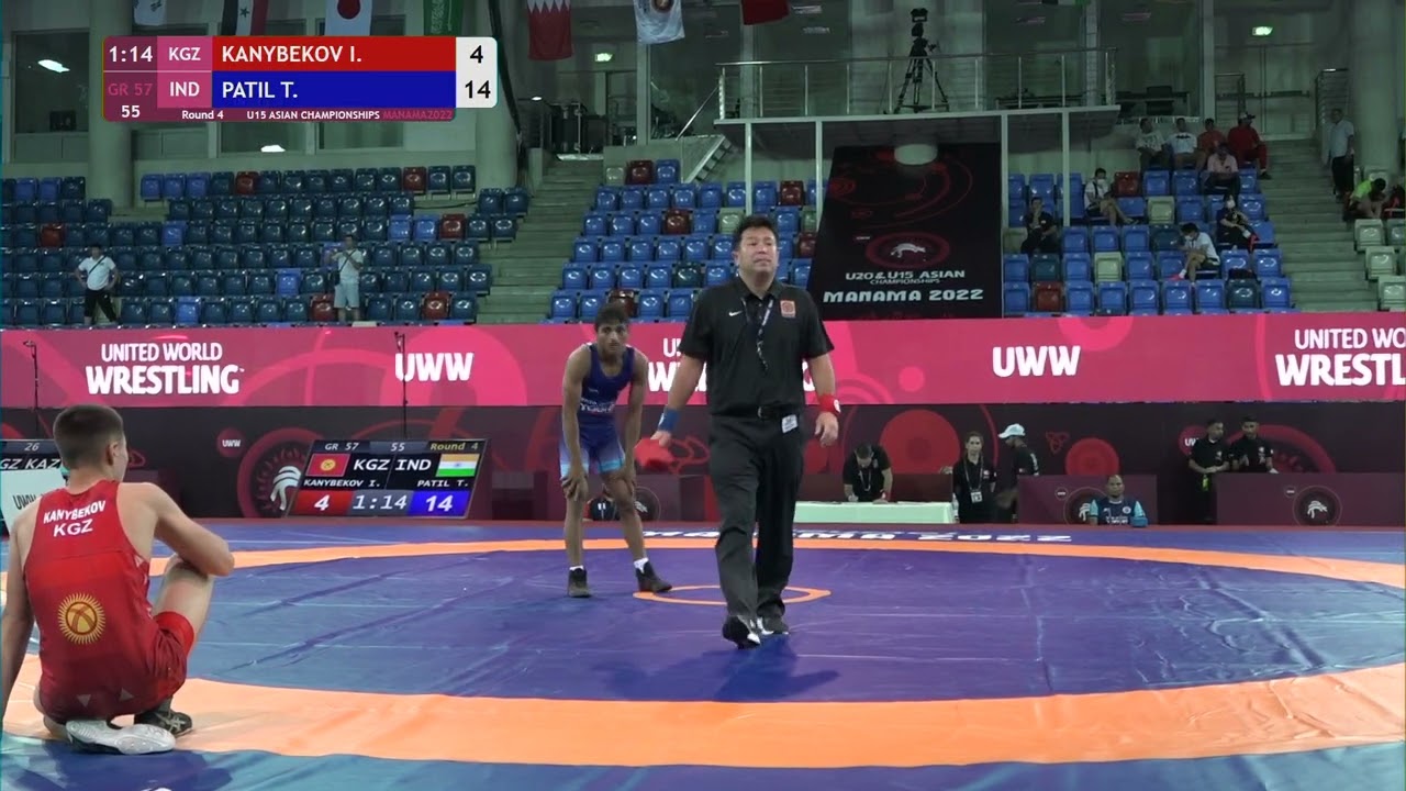 Round 4 GR - 57 kg: I. KANYBEKOV (KGZ) v. T. PATIL (IND)