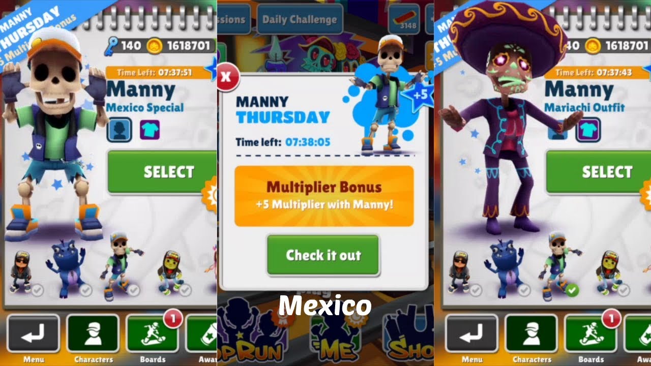 Subway Surfers: Mexico (Manny Thursday Multiplier Bonus!) Gameplay On IOS  