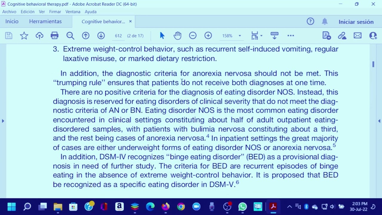 Cognitive Behavioral Therapy for Eating Disorders. Learning English by Listening and Reading.