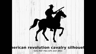 American Revolution Cavalry Silhouette SVG, Historical Soldier Clipart, Cavalry Soldier Vector, Digi