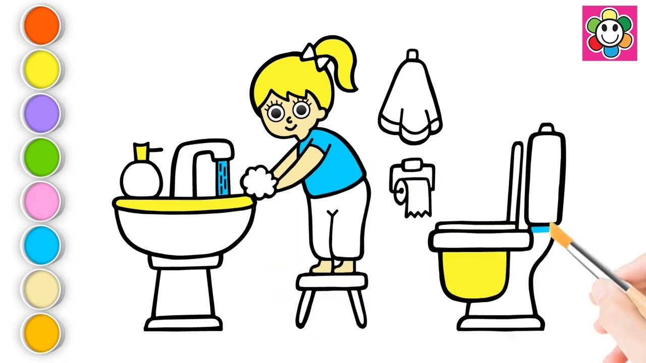 Hand Washing Picture Drawing, Painting, Coloring for Kids, Children and Toddlers How to Draw