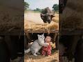Cute Baccha In Danger 😢🐃 | Brave Cat Ki Entry 🐱🔥 #shorts #aishorts  #aibaby  #funny #viral #cute