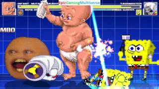 Annoying Orange & Infant Mutant Naughty Baby Vs Taskmaster & Spongebob Squarepants In A Mugen Match