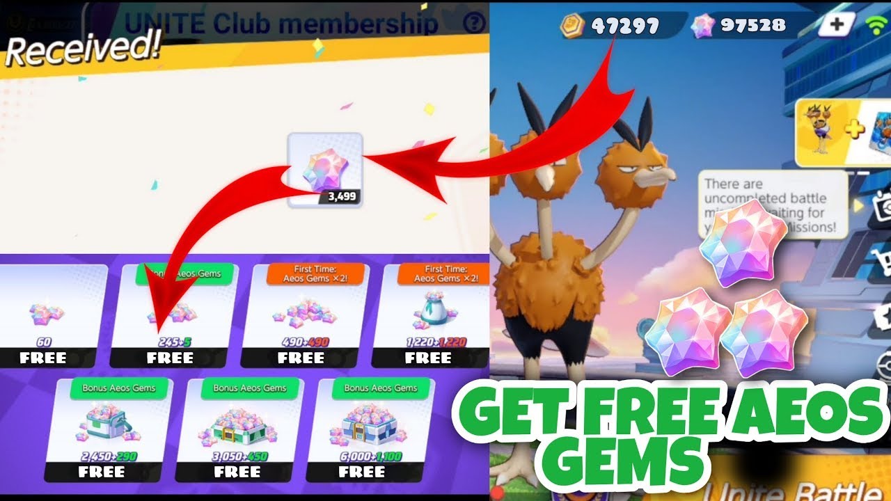 Pokémon UNITE Free Aeos Gems and Tickets Battle with Free Tips
