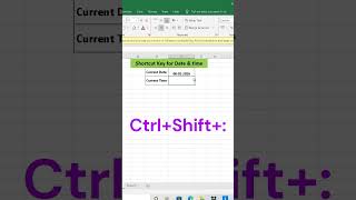 Secret Shortcut Key for Date &Time#exceltipsandtricks#exceltricksandtips#excelformula #shortcutkeys