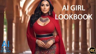 4K AI Art Lookbook Video of Arabian AI Girl ｜ Sensual Delights of a Voluptuous Girl in Hijab