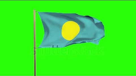 Palau flag waving in the wind. Green screen, alpha matte. Loopable animation Stock video by