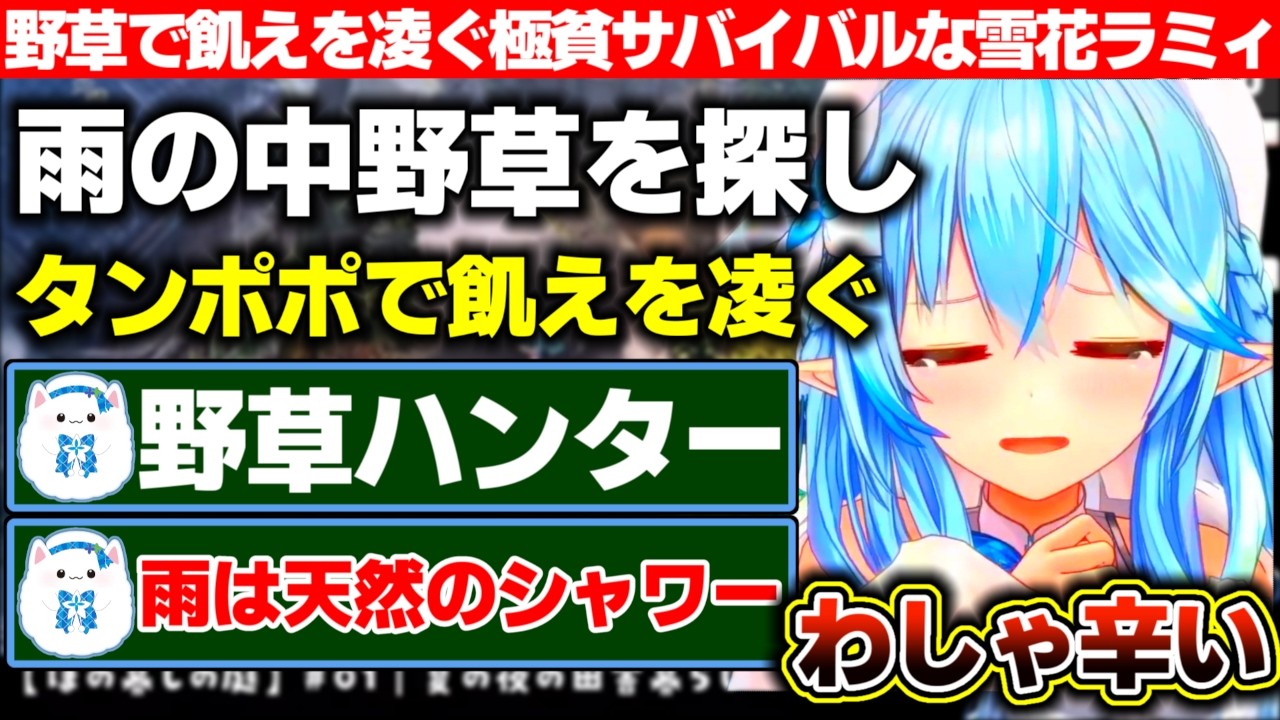 ほのぼのスローライフかホラーかと思いきや野草を食み飢えを凌ぐ極貧サバイバル生活だった雪花ラミィ【ホロライブ/雪花ラミィ】
