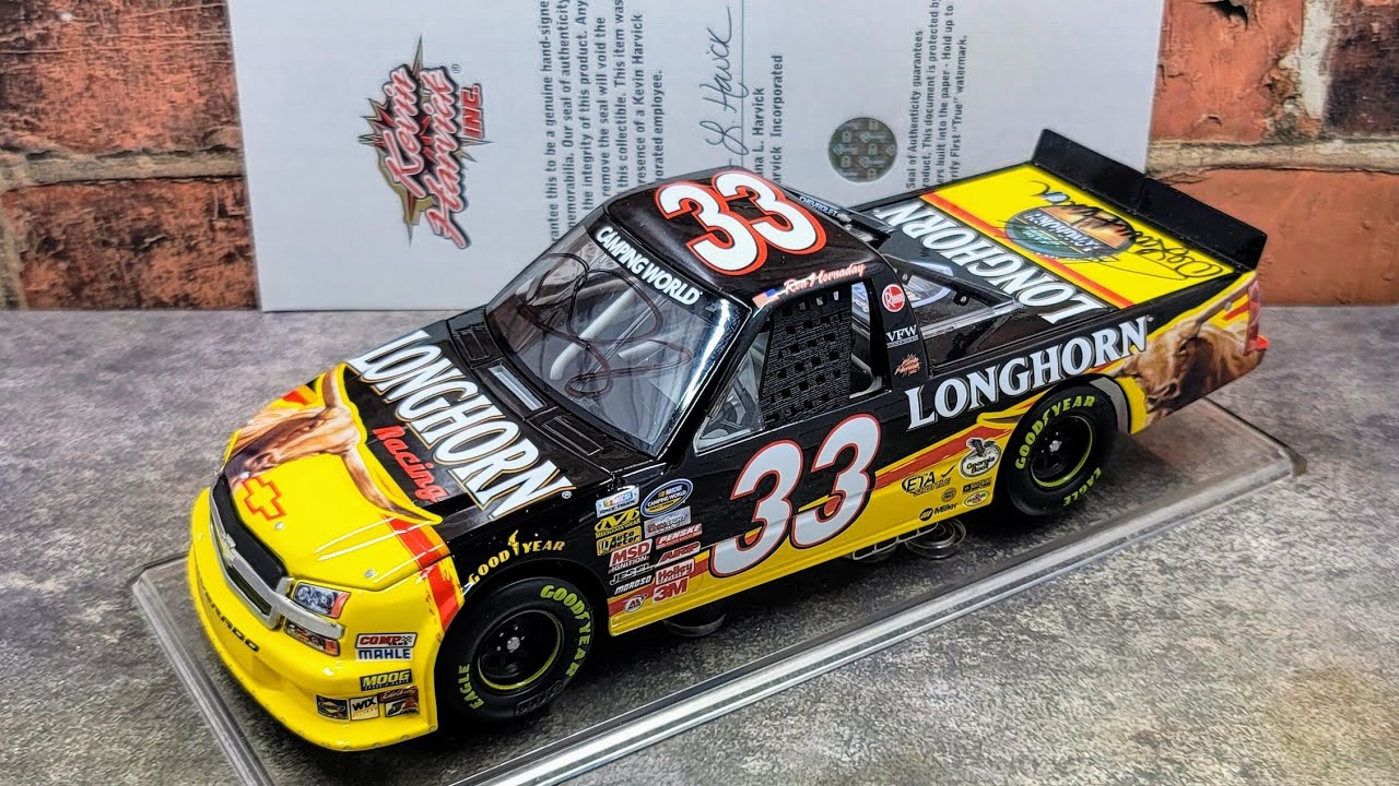 Ron Hornaday 2010 LongHorn Triple Autographed 1/24 Nascar Truck