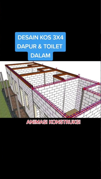 desain kos kosan 3x4 dengan dapur dan kamar mandi dalam #arsiteksumba #desainkos