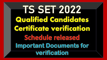 TS SET 2022 Certificate verification Schedule released / Important Documents for verification