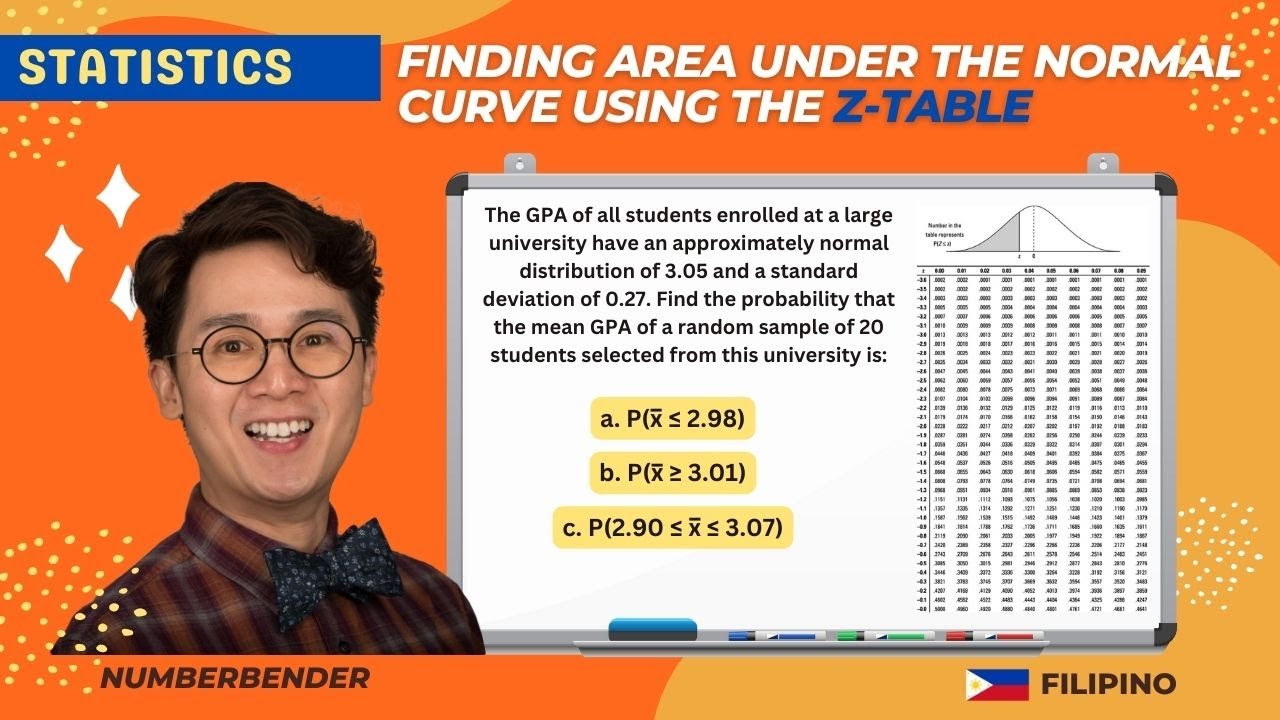 Statistics - Computing for Area Under the Normal Curve Using the Z-table in Filipino