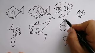 Balık çizimi / Kolay çizimler / #rakamlardançizimler
