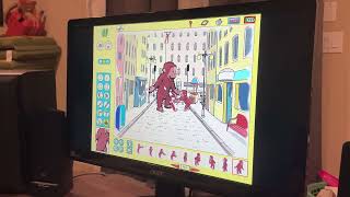 Messing around in Curious George paint and print studio