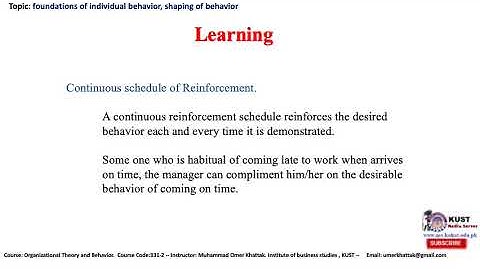 organisational behaviour: foundations of individual behaviour: behaviour shaping