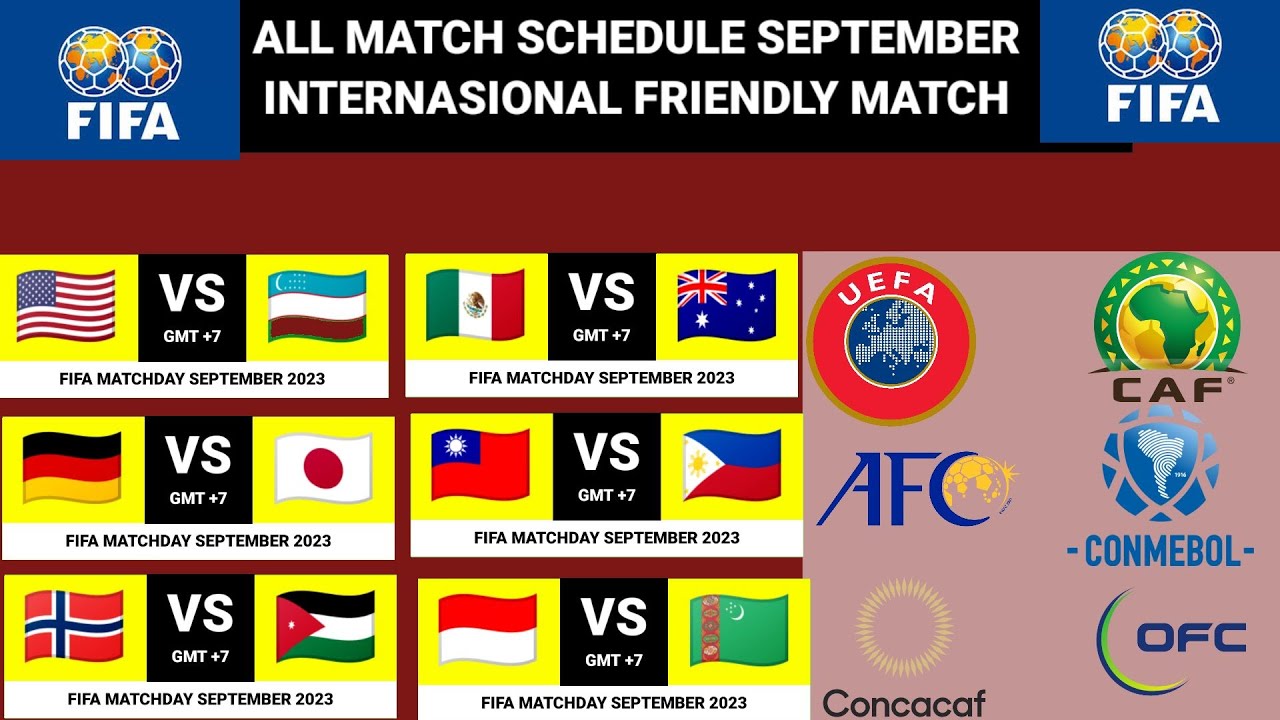 🔴Match Schedule FIFA Matchday September 2023 Today Complete Fixtures