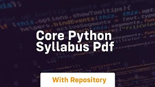 core python syllabus pdf