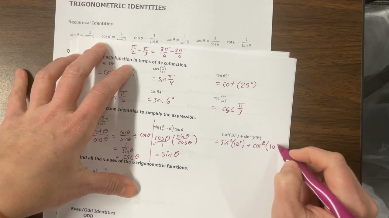 9C - Cofunction Identities (2nd of two videos)March 2, 2026