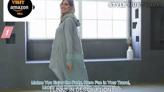 Review of long sleeve hooded tunic tops by Lotusmile for women Swinging-button hooded sweatshirts
