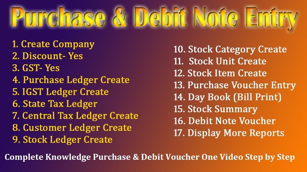 Note Number Purchase Tally Prime Purchase Entry With GST || Purchase & Debit Note Entry ...