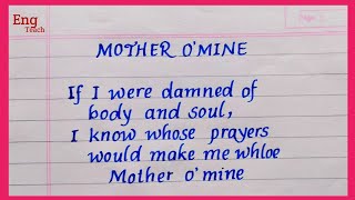 Poem on Mother | Mother&#39;s Day poem | Poem |  handwriting | English writing | Eng Teach