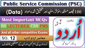 PSC Urdu Most important MCQs for SS, Lecturer, CSS, PMS etc Video. 12