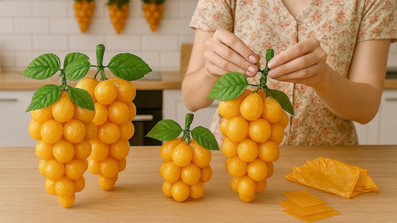 Turn Plastic Bags into Realistic Grapes🍇Easy DIYHome Decor