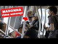 Madonna rides the subway metro train tube in NYC!