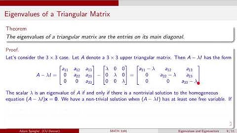 MATH 3191: Eigenvalues of a Triangular Matrix