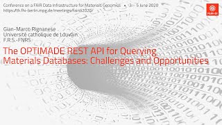 Gian-Marco Rignanese: The OPTIMADE REST API for Querying Materials Databases