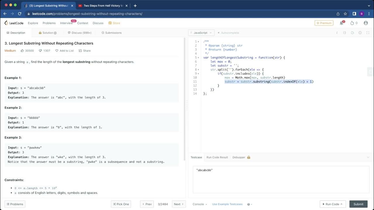 Longest Substring Without Repeating Characters - YouTube