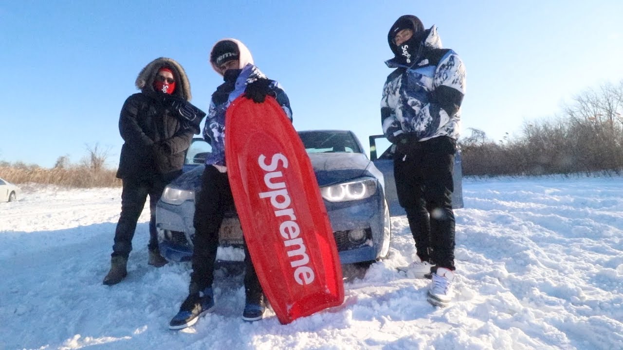 ATTACHING SUPREME SLED TO A SPORTS CAR!! BROKE MY CAMERA - YouTube