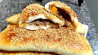 معجنات لحمة مفرومة و عجينة قطنية هشة محشية لحم مفروم Minced meat sandwiches