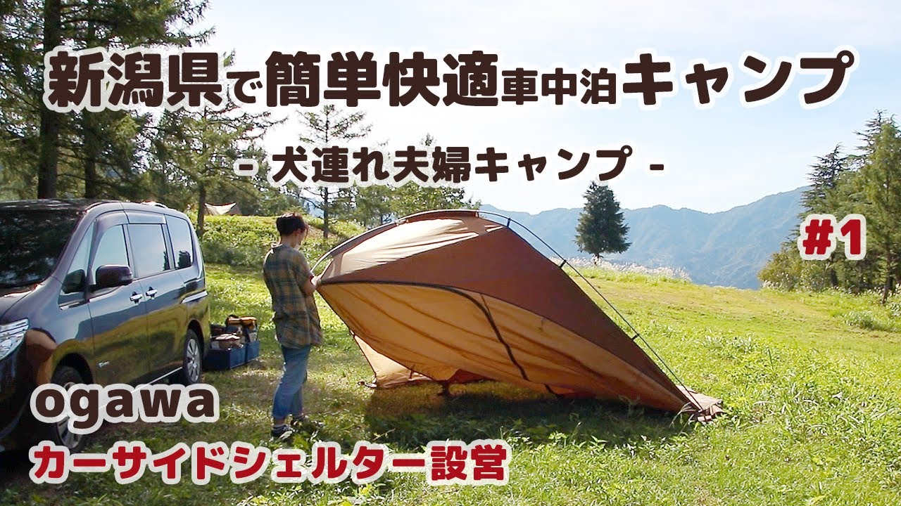 キャンプ 新潟県で簡単快適 車中泊キャンプ 1 Ogawa カーサイドシェルター設営 犬連れ夫婦キャンプ Youtube