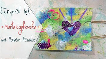 {Inspired By} Marta Lapkowska: mixed media altered brown bag