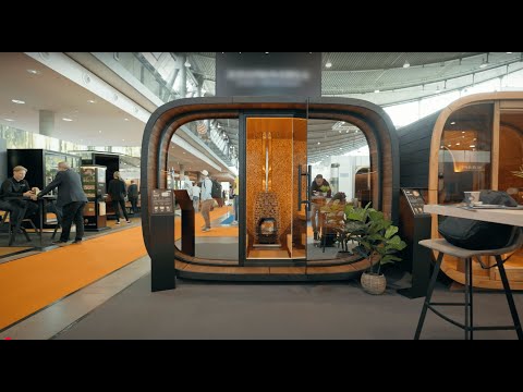 Leil Round Cube Single Outdoor Sauna For 6 People (Facing Benches) - Features Overview