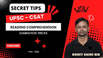 Secret Tips To Solve Reading Comprehension for CSAT 2024 | Tricks | Ronit Saini | PYQ-2022